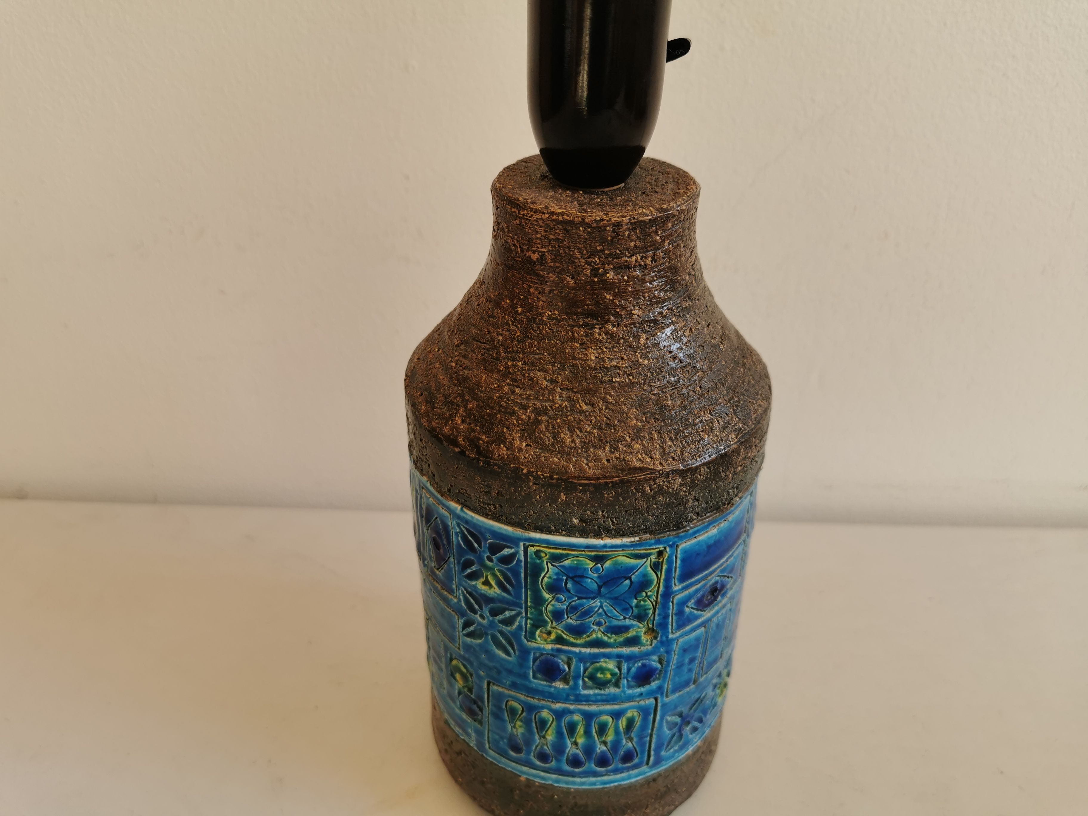 Bitossi lamp, in beautiful blue turquoise color, designed by Aldo Londi, Italy 1950-1960s