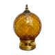 Vintage amber glass globe laying lamp with brass detail