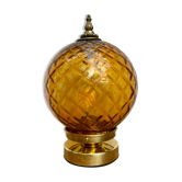 Vintage amber glass globe laying lamp with brass detail