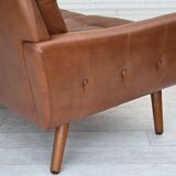 1970s, 3-seater Danish sofa, brown furniture leather with patina.