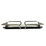 Hollywood regency black glass tray, France 1970s