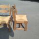 Set of 4 solid oak chairs with straw, in the style of Guillerm.