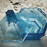 Art Deco blue glass sugar