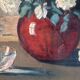 Bouquet of flowers in a red vase, early 20th century, oil on canvas signed.