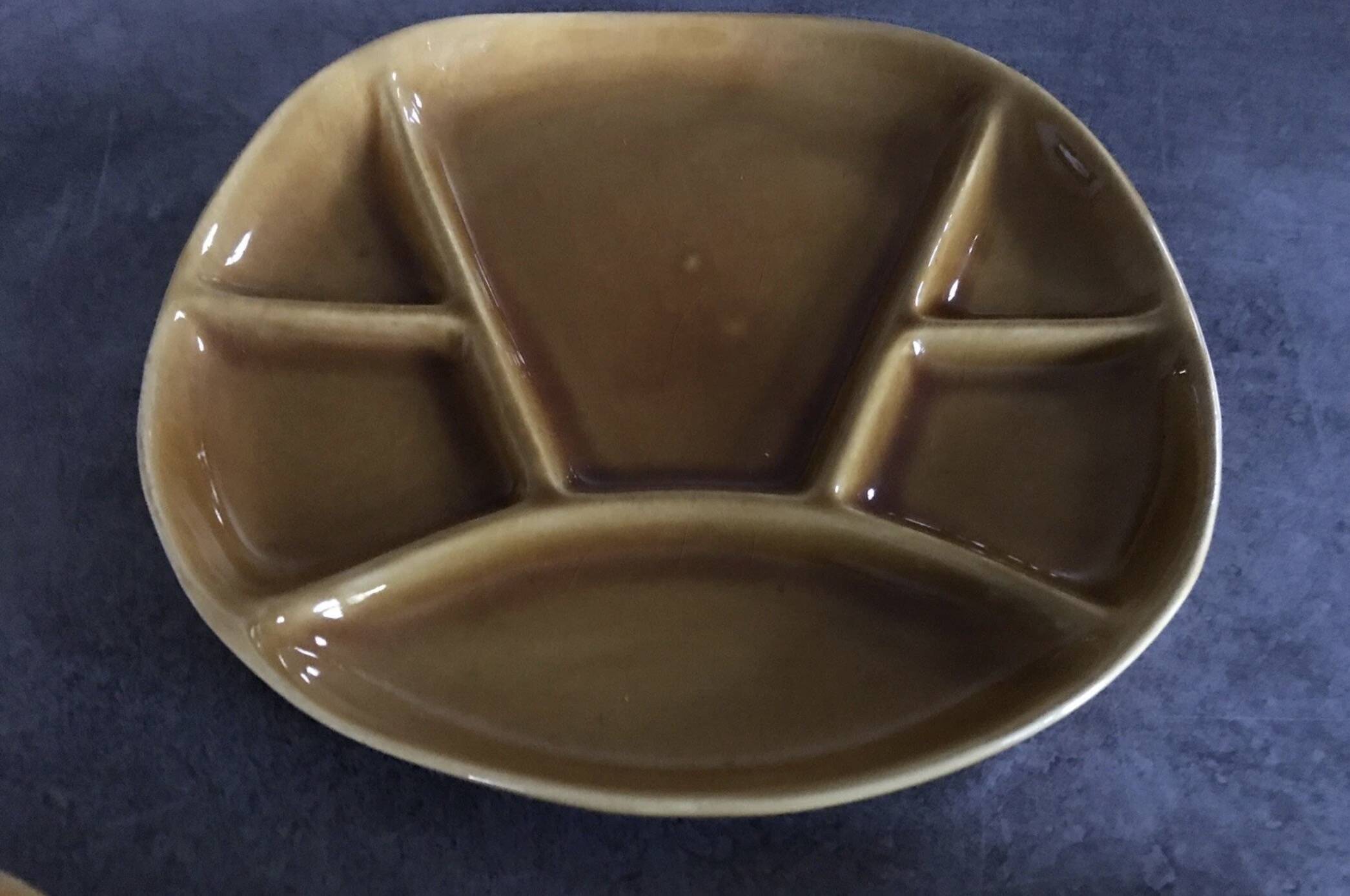 Set of 4 Fondue Plates in Longchamp Earthenware, Mustard Colour