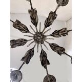 Lustre contemporain en fer forgé florentin brun-argent