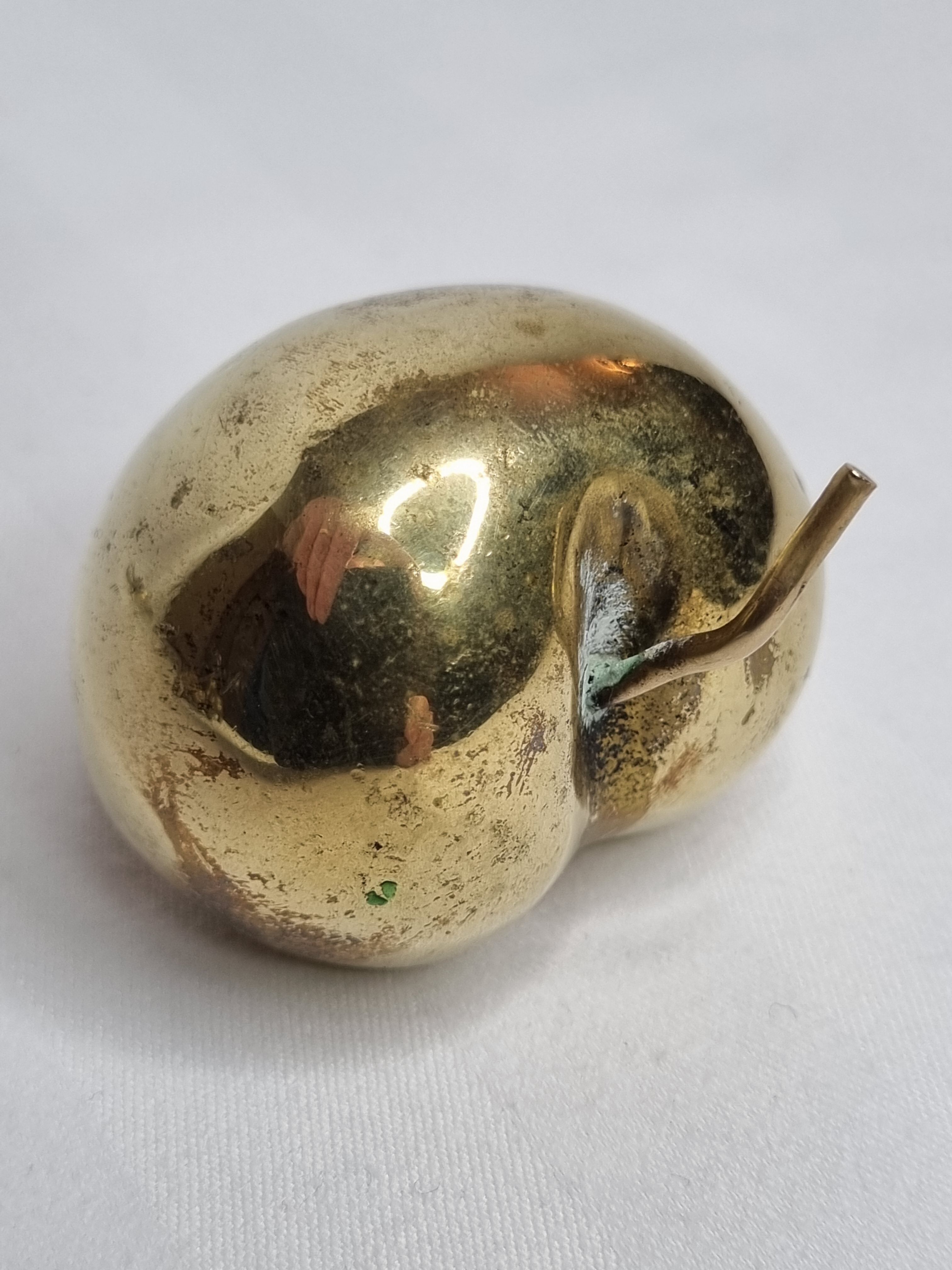 Solid brass fruit, plum, 5 cm