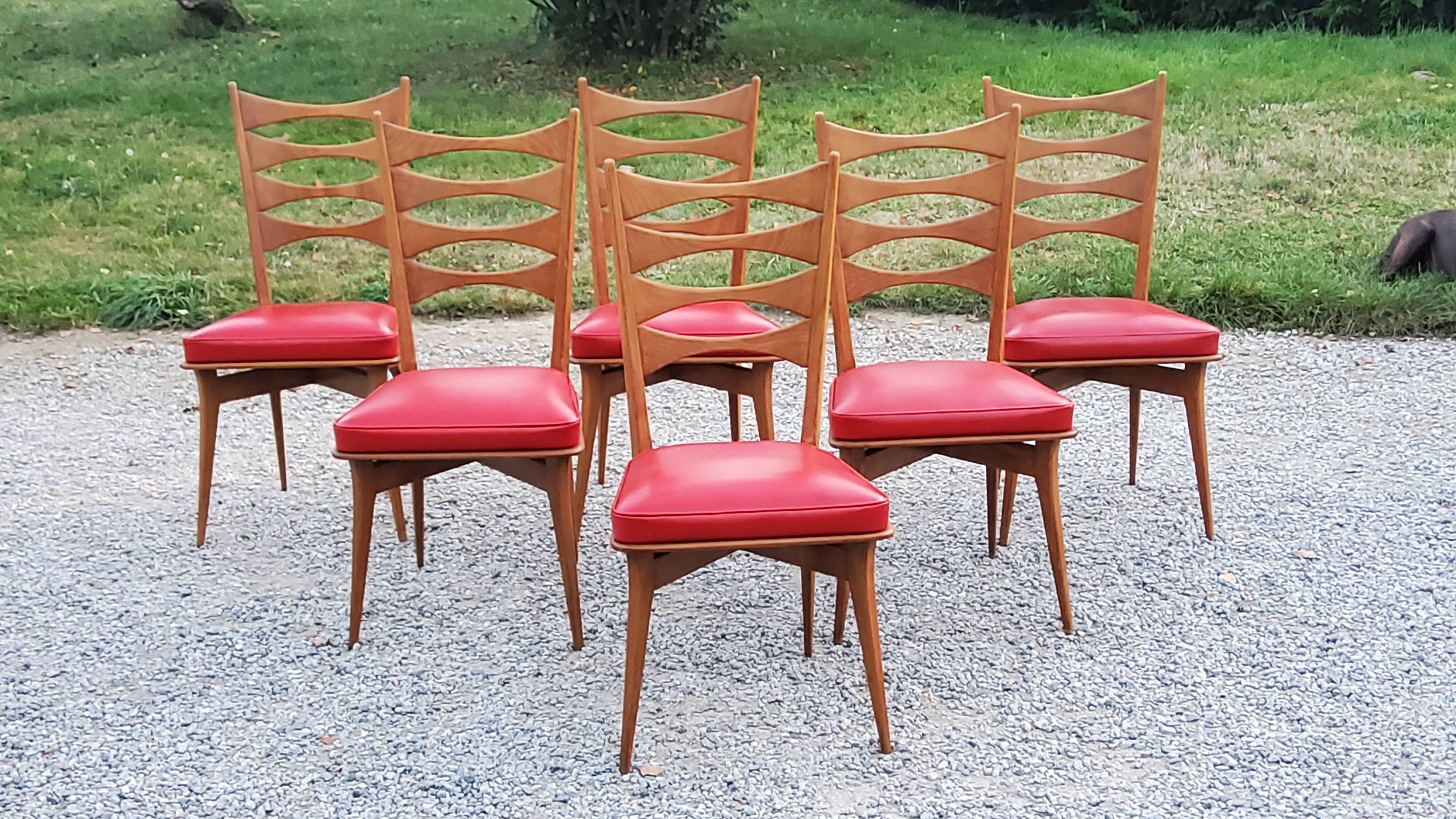 Set of 6 vintage Scandinavian style chairs from the 50s