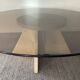 Vintage coffee table in travertine and smoked glass 70s