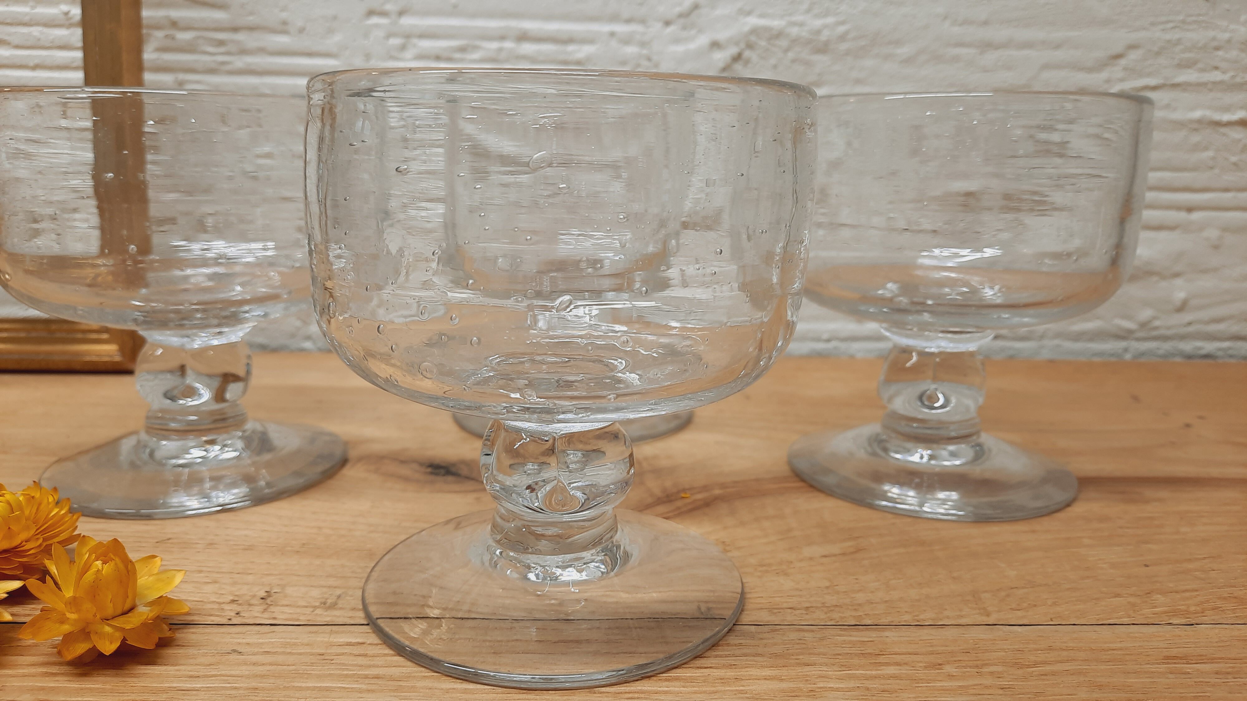 Set 4 coupes  verre bullé