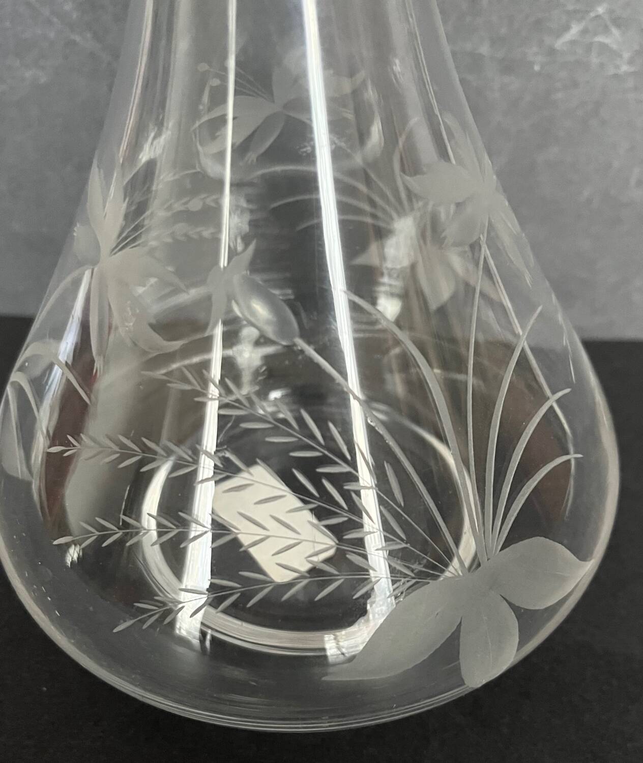Etched glass carafe