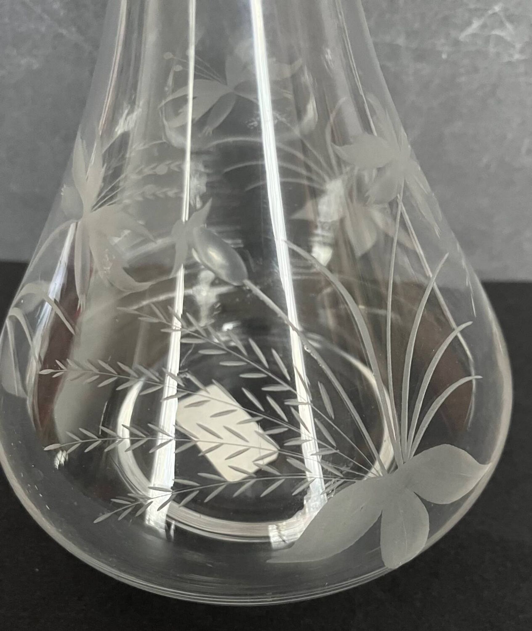 Etched glass carafe
