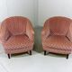 Ensemble de 2 fauteuils club en velours rose années 1950