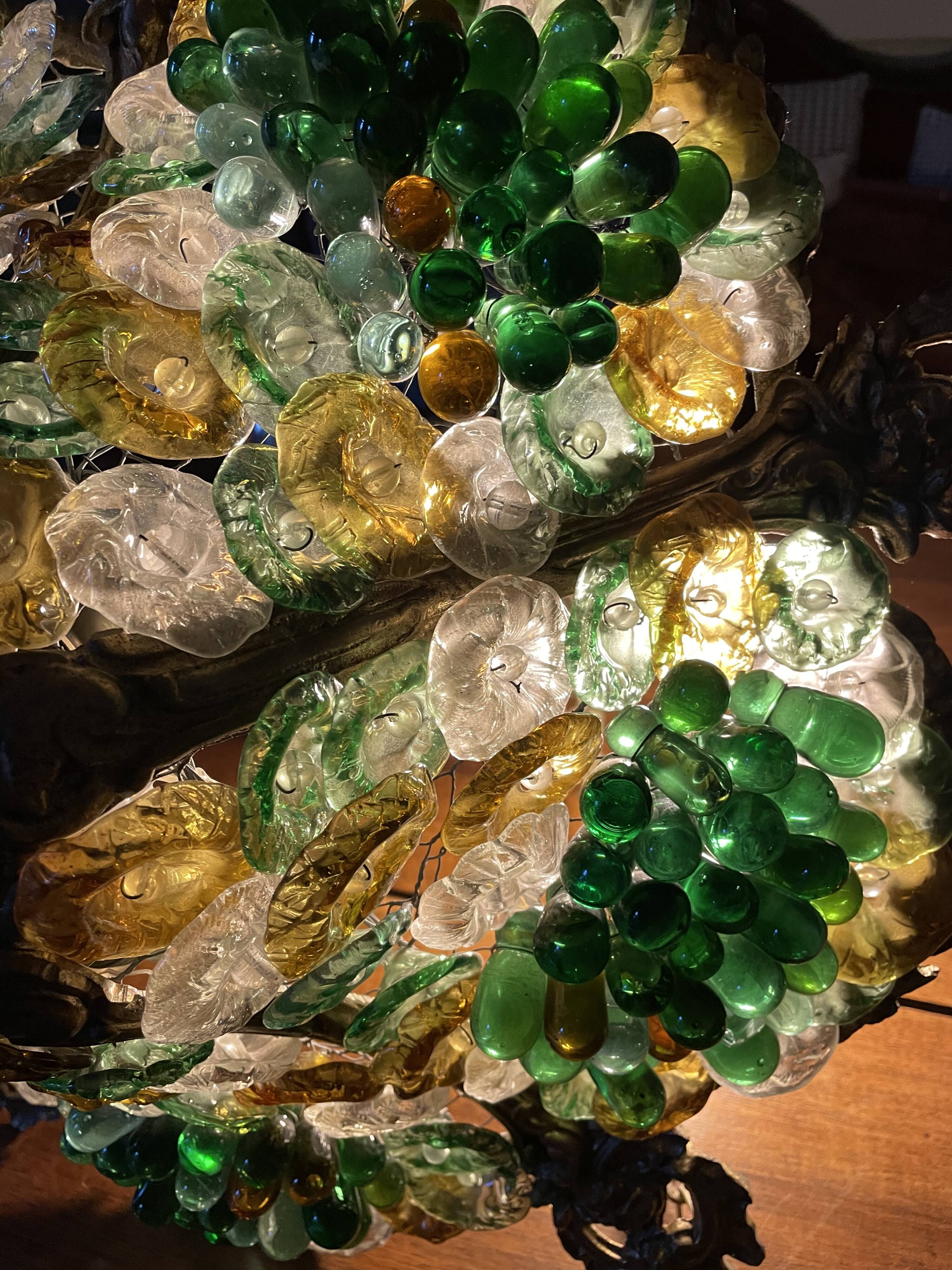 Lustre corbeille grappes de raisin Murano