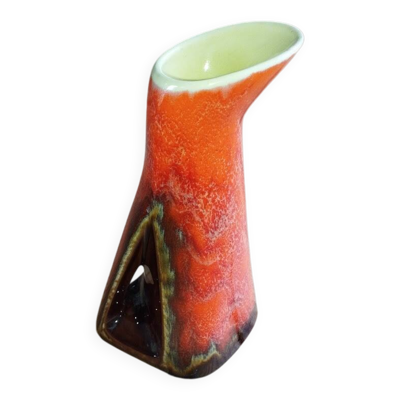 Pichet Vallauris – Forme libre – Émail rouge et vert – Années 60–70 – Vintage