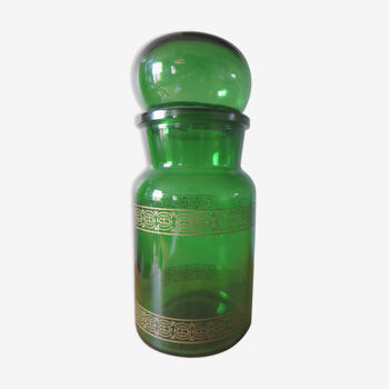 Green apothecary jar edged gold