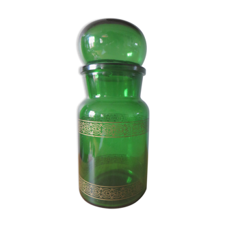 Green apothecary jar edged gold