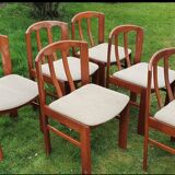 Set of 6 chairs in solid teak Roche Bobois 1960/1970