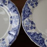 5 grandes assiettes à dessert en faïence ancienne de Gien