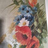 Oil painting on canvas "Country spray with poppies" 1910 signed