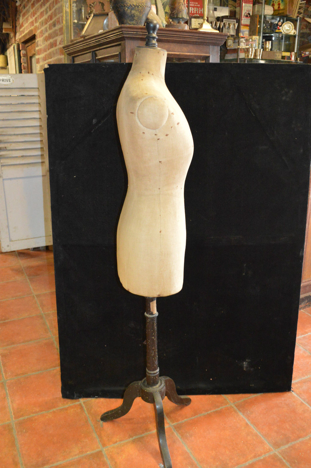Mannequin de couturière Stockman en bois et tissus Selency