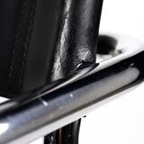 Pair of Matteo Grassi MG5 chairs in black leather and chrome