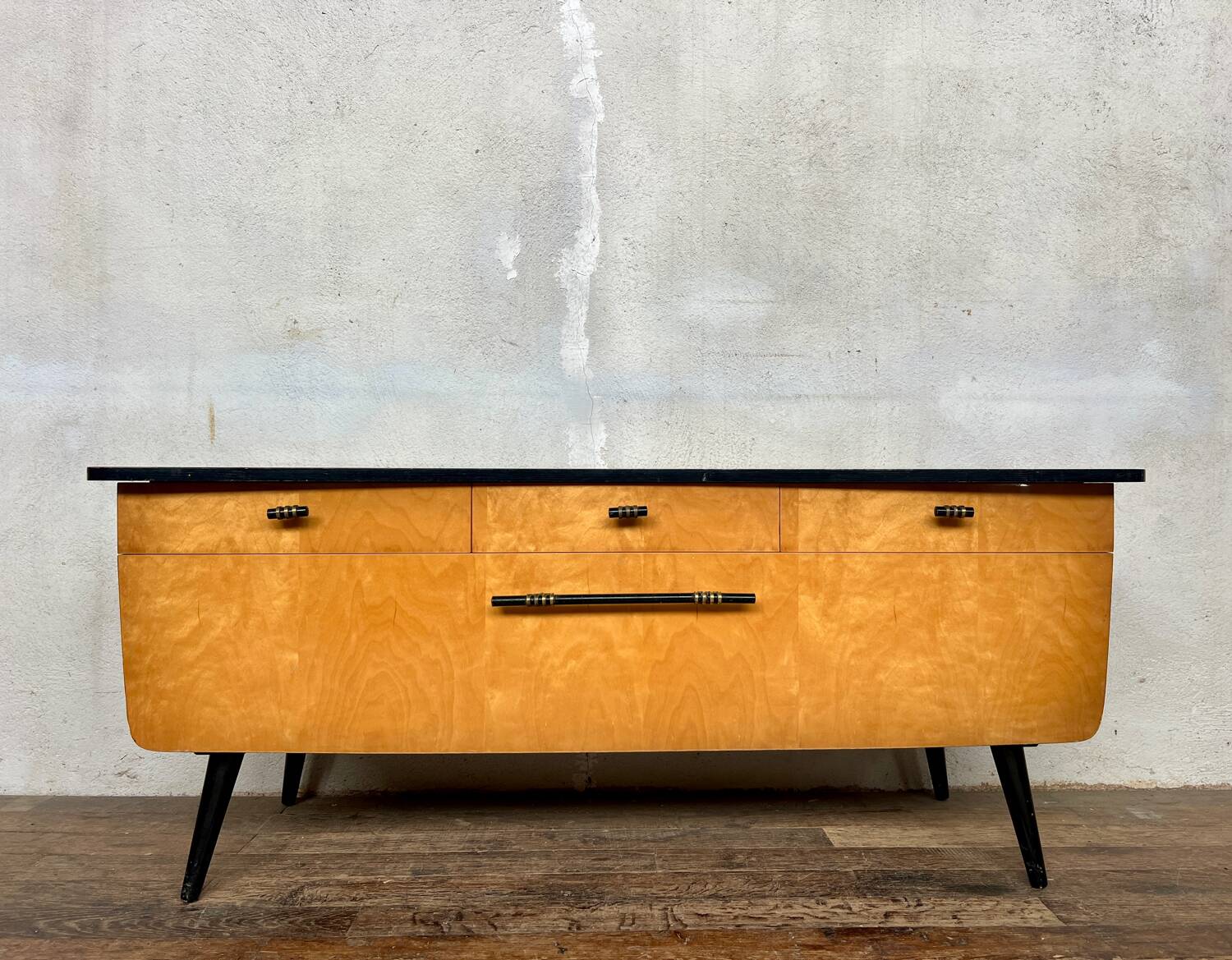 Two-tone vintage TV cabinet sideboard