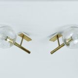 Brass and glass wall lights, vintage, 1960 by Hillebrand.