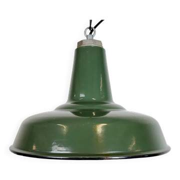 Industrial Green Enamel Factory Pendant Lamp, 1960s