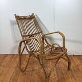 chaise longue italienne vintage en rotin