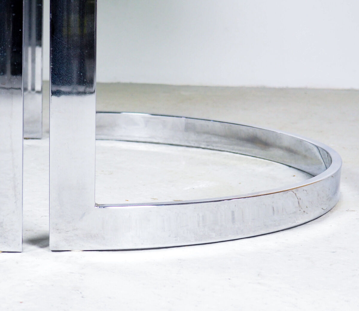 Milo Baughman chrome and smoked glass dinner table, 1970's