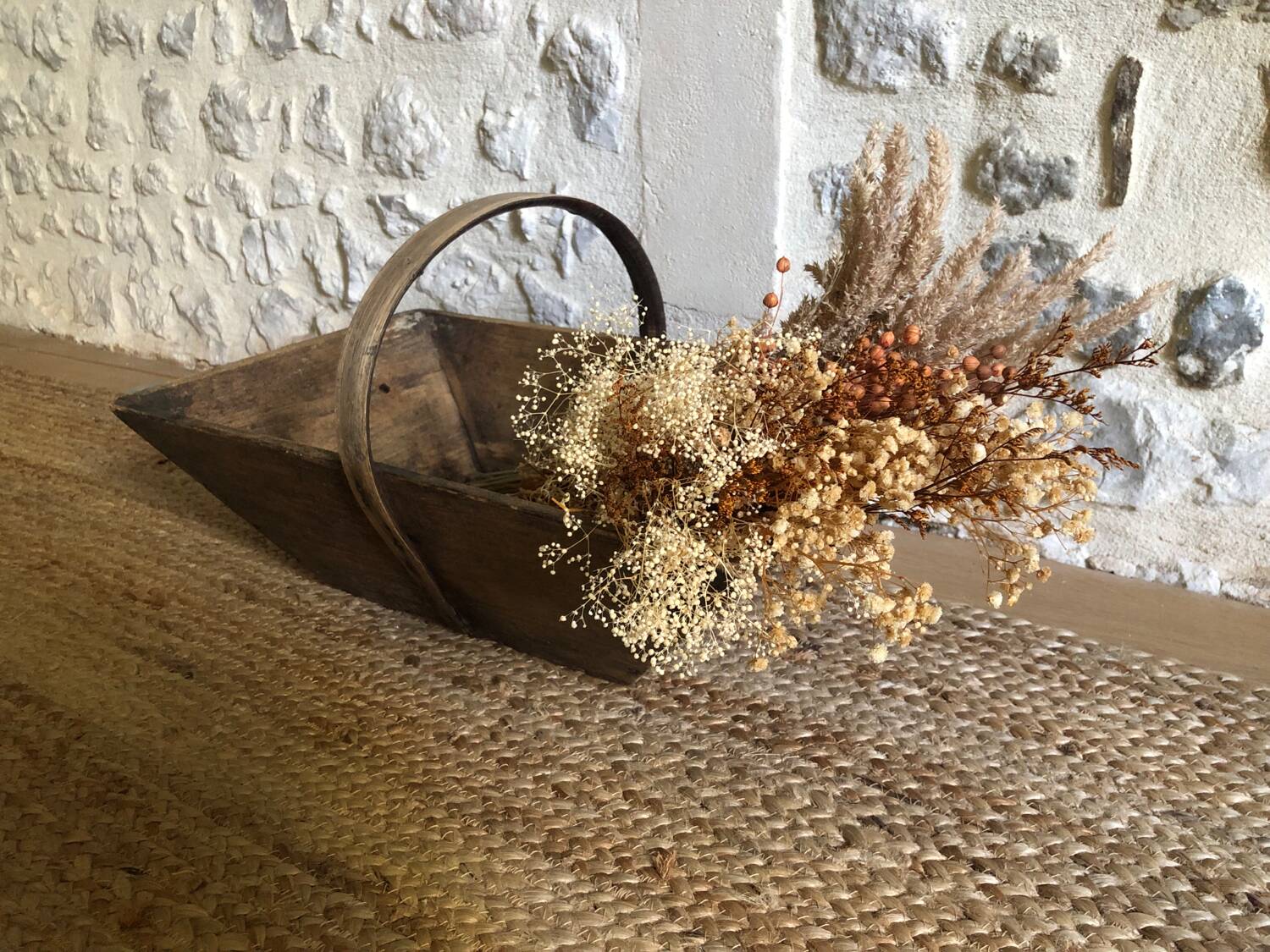 Renovated wooden grape harvest basket