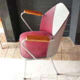 1960 Structure chrome tube - beech - two-tone leatherette Chair