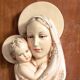 Wooden wall plaque with bas-relief Madonna and Child, mid-century