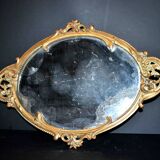 Antique mirror tray Centerpiece mainly in bronze and mercury glass