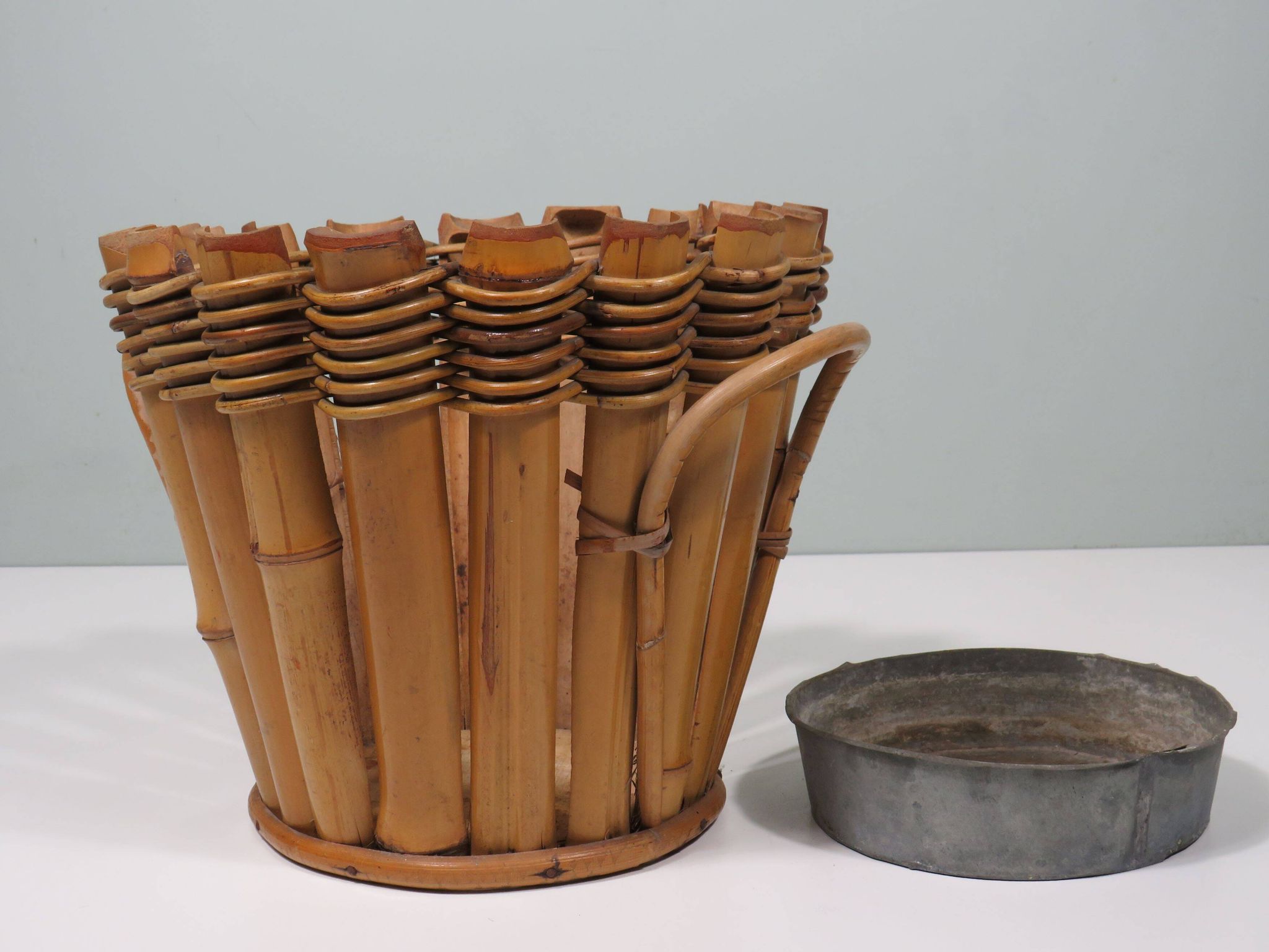Bamboo cache pot/jardinère French 1950-1960