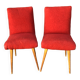 Chaises moumoute rouge vintage années 60