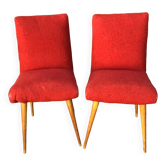 Vintage red furry chairs from the 60s