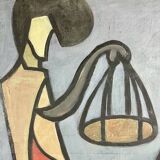 Tableau "Échange surréaliste" signé Molome 57