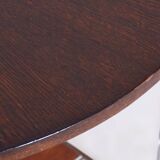 Petite table ronde en chêne Bauhaus restaurée, acier chromé, Tchéquie, années 1930