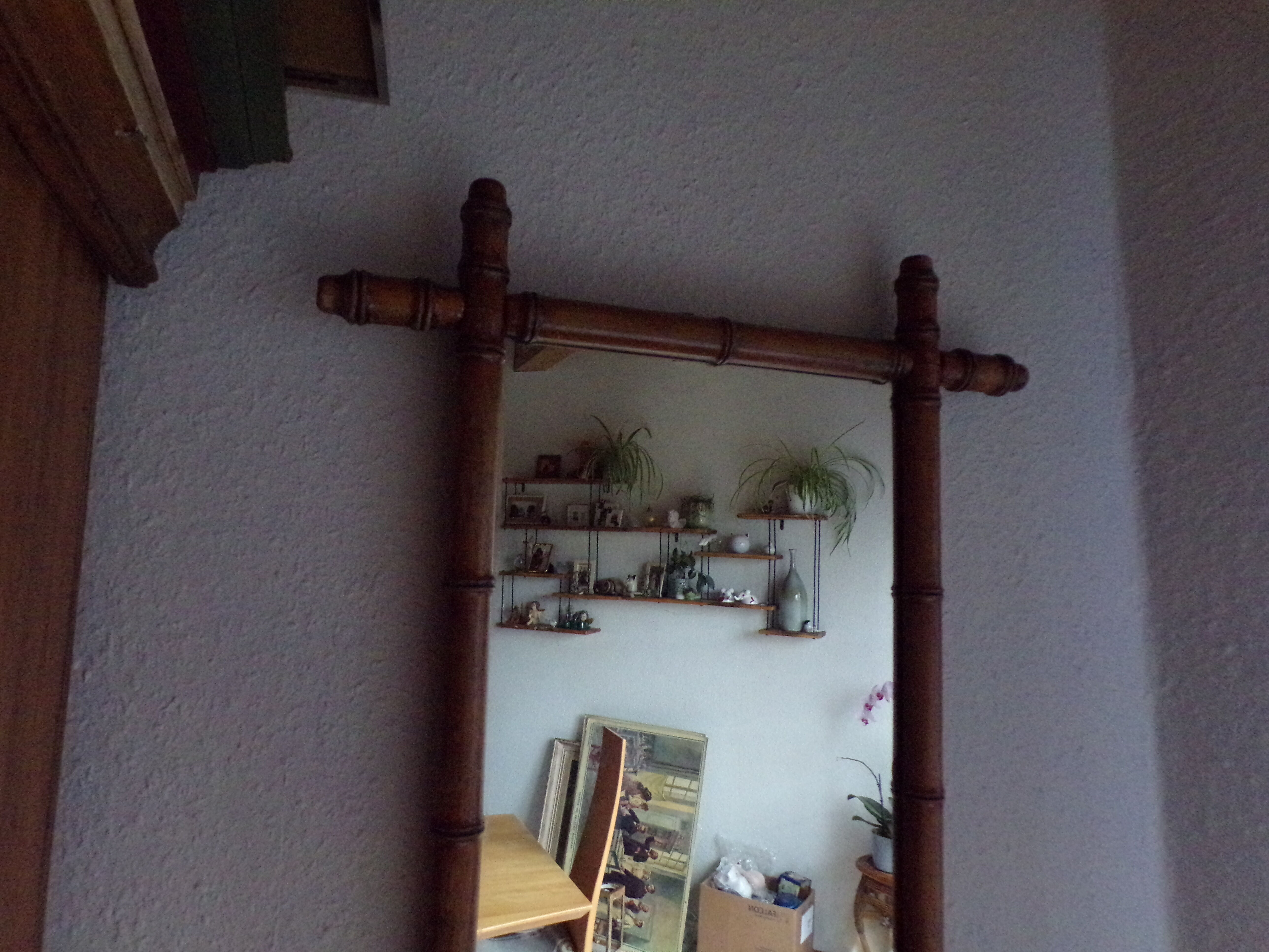 Old turned wooden mirror