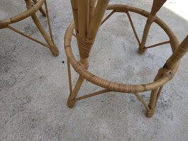 4 vintage rattan stools