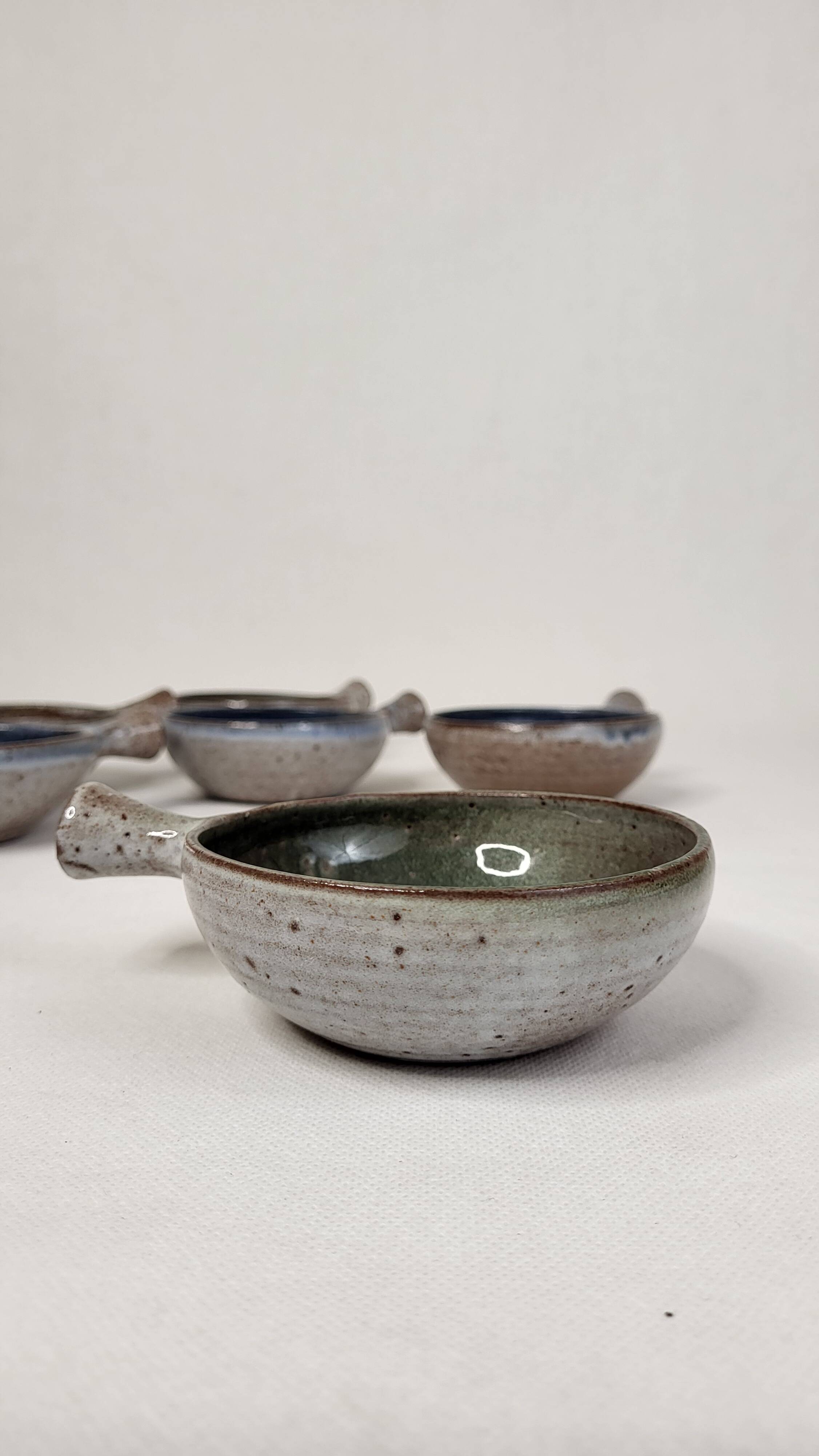 6 J&N Pierlot Ratilly stoneware cups - Puisaye