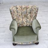 1970s, Danish relax armchair, green furniture velour, original condition.