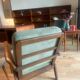 Vintage Scandinavian armchair in teak and green ribbed velvet – "Alrik"