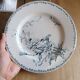 Rare earthenware plate iron earth model Marguerite LG Lunéville / blue transfer / botany