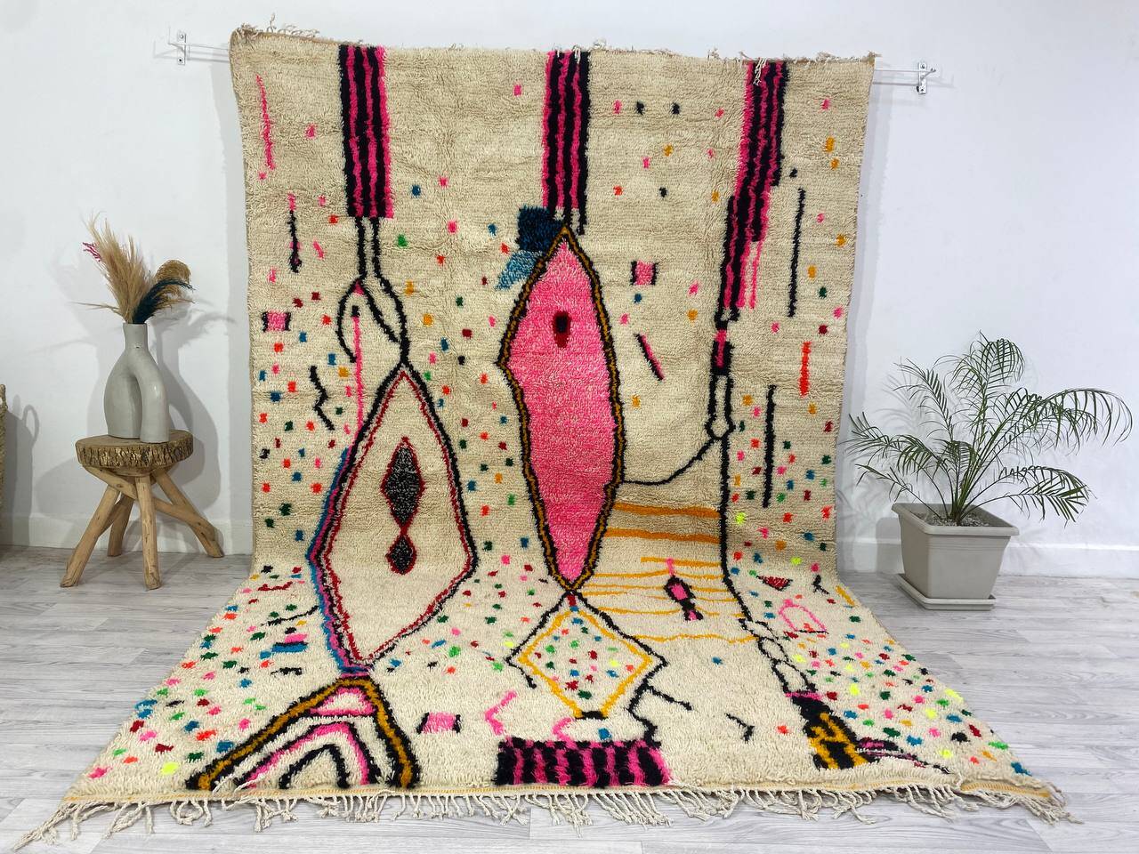 Colorful handmade wool Berber rug 320 X 180 CM
