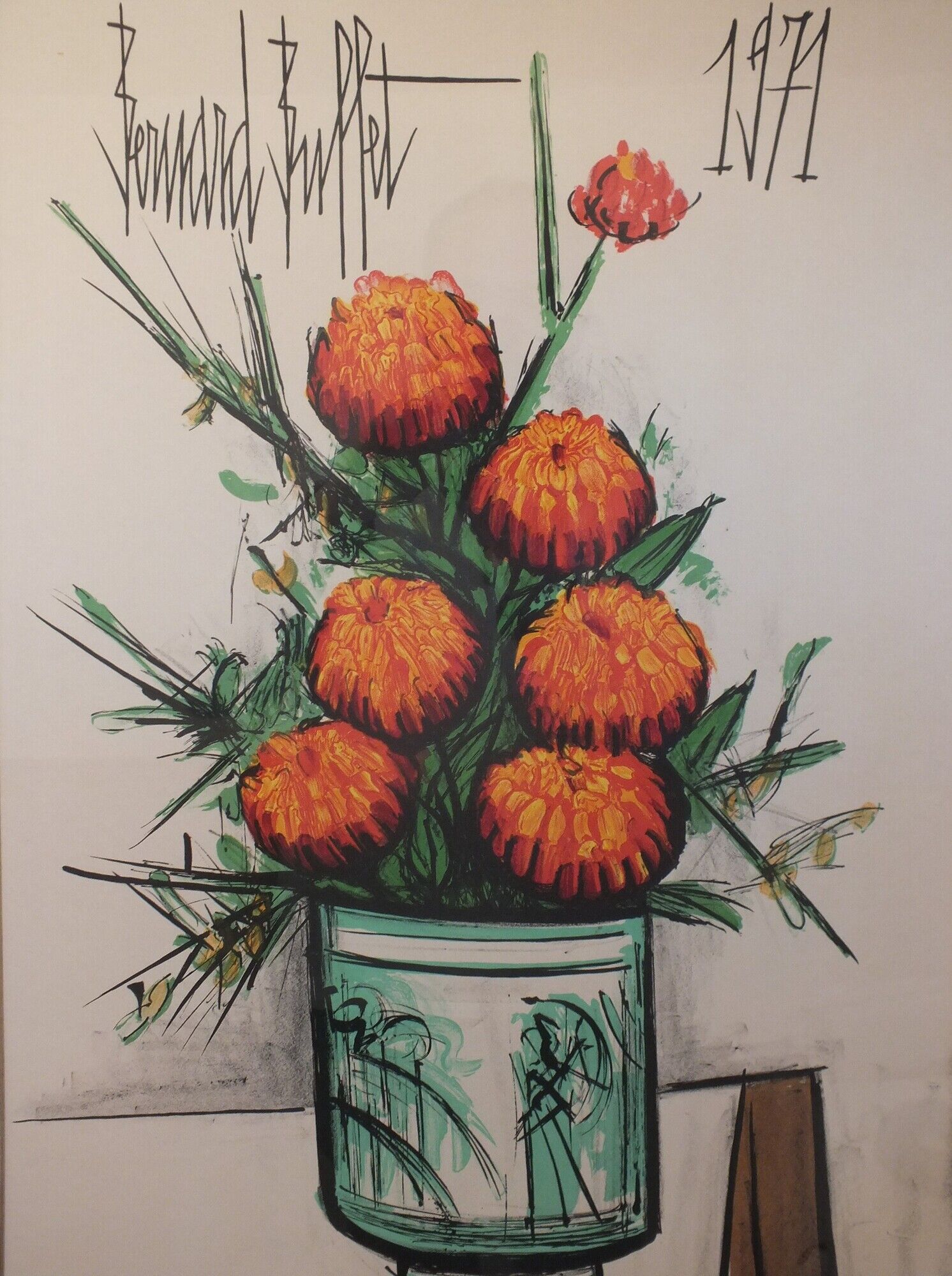 Bernard Buffet (1928-1999) les Zinnias 1971 - lithograph Charles Sorlier Grav.