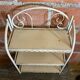 Vintage White Broken Metal Folding Shelf Unit 3 Tiers