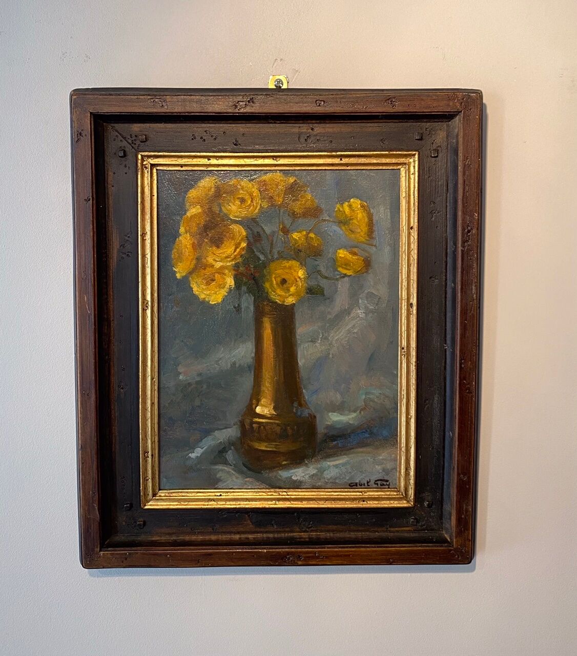 Tableau ancien , nature morte aux renoncules signé Abel Gay ( 1877-1961)